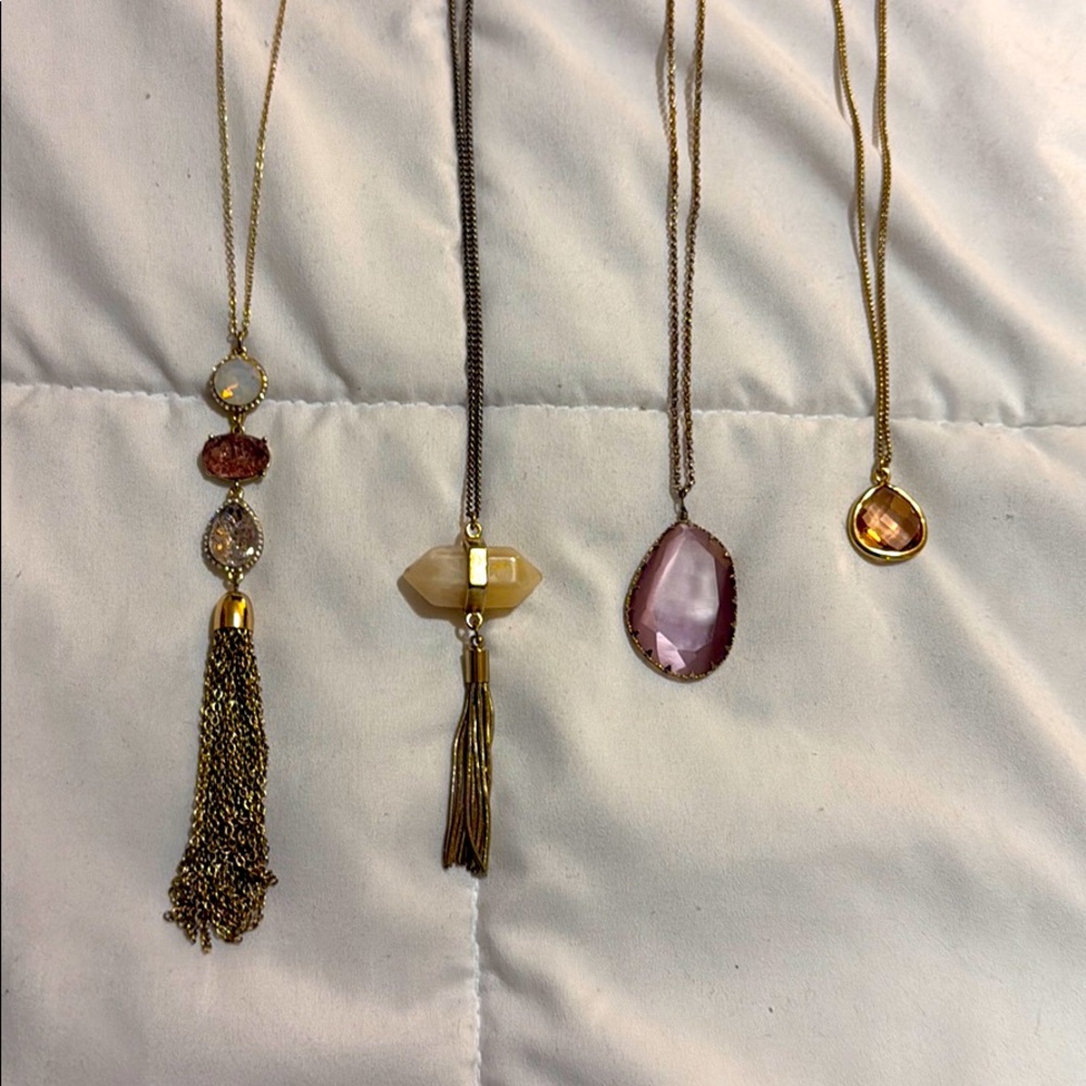 Variety of long necklaces